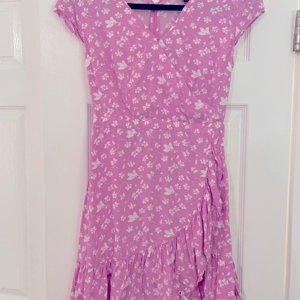 J. Crew Pink Floral Wrap Dress